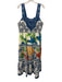 Farm Rio Size XL Blue & Multi Linen Blend Ladder Back Birds & Floral Dress Blue & Multi / XL