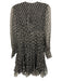 Sandro Size 34 Black & White Polyester Long Sleeve Floral Shirred Dress Black & White / 34