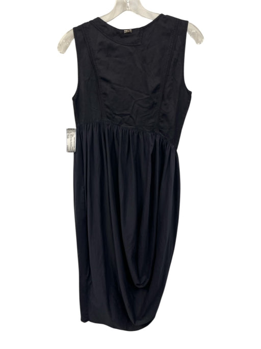 High Use Size Small Navy Blue Cotton Blend Sleeveless Button Front Bib Dress Navy Blue / Small