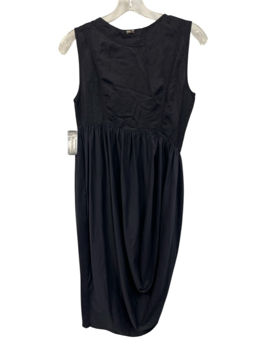 High Use Size Small Navy Blue Cotton Blend Sleeveless Button Front Bib Dress Navy Blue / Small