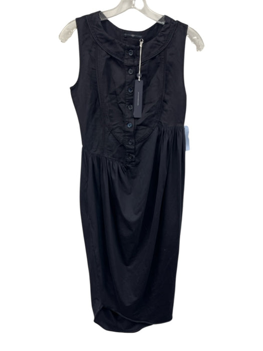 High Use Size Small Navy Blue Cotton Blend Sleeveless Button Front Bib Dress Navy Blue / Small