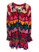Farm Rio Size Large Black & Multi Rayon Long Sleeve Heart Button Front Dress Black & Multi / Large