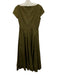 Staud Size 10 Olive Green Cotton Blend Cap Sleeve Paneled Midi Dress Olive Green / 10