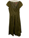 Staud Size 10 Olive Green Cotton Blend Cap Sleeve Paneled Midi Dress Olive Green / 10