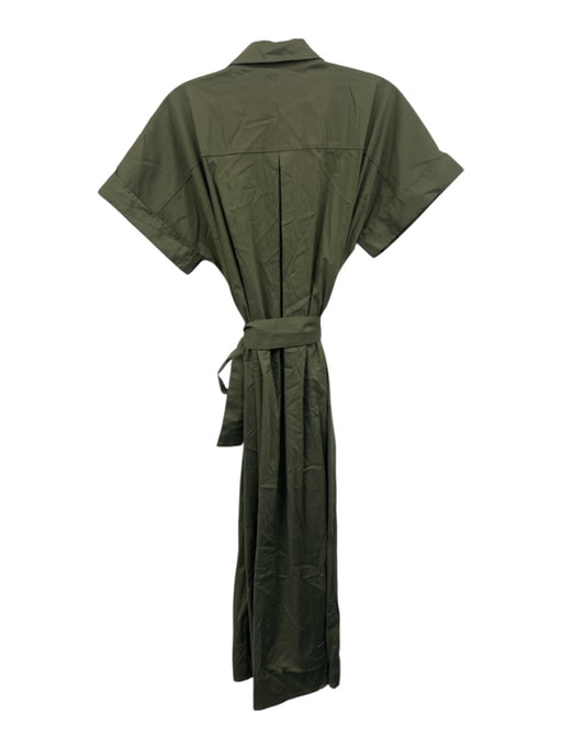 Pietro Brunelli Size Medium Sage green Cotton Blend Cap Sleeve Collar Midi Dress Sage green / Medium