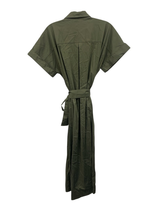 Pietro Brunelli Size Medium Sage green Cotton Blend Cap Sleeve Collar Midi Dress Sage green / Medium