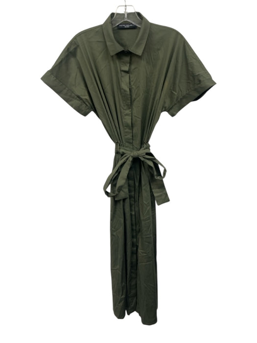 Pietro Brunelli Size Medium Sage green Cotton Blend Cap Sleeve Collar Midi Dress Sage green / Medium