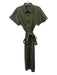 Pietro Brunelli Size Medium Sage green Cotton Blend Cap Sleeve Collar Midi Dress Sage green / Medium