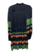 Ulla Johnson Size 6 Navy Blue, Green, Orange Polyester Long Sleeve Striped Dress Navy Blue, Green, Orange / 6
