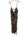 Free People Size Medium Black, Green, Pink Rayon Blend Spaghetti Strap Jumpsuit Black, Green, Pink / Medium