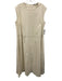 Perserico Size 50 Ivory White Cotton Blend Sleeveless Monili Pockets Maxi Dress Ivory White / 50
