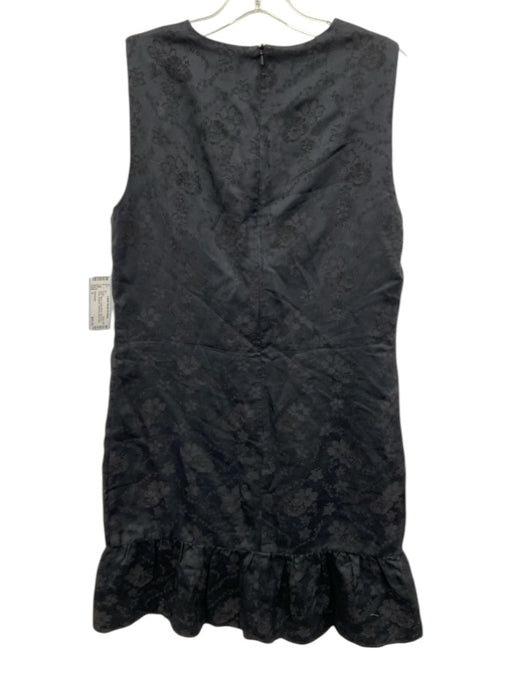 Philosophy Size 6 Black Cotton Blend Sleeveless Floral Jacquard Gathered Dress Black / 6