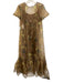 Staud Size Large Brown, Green, Blue Polyester Short Sleeve Floral Maxi Dress Brown, Green, Blue / Large