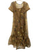 Staud Size Large Brown, Green, Blue Polyester Short Sleeve Floral Maxi Dress Brown, Green, Blue / Large