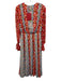 Carolina Herrera Size 8 Red, Blue, Yellow Polyester Long puff sleeve Maxi Dress Red, Blue, Yellow / 8