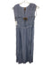 Alysi Size 44 Dusty Blue Silk Sleeveless Pleated Drawstring Sheer Dress Dusty Blue / 44