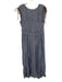 Alysi Size 44 Dusty Blue Silk Sleeveless Pleated Drawstring Sheer Dress Dusty Blue / 44