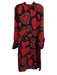 Farm Rio Size Small Red & Black Viscose Long Sleeve Hearts Button Detail Dress Red & Black / Small