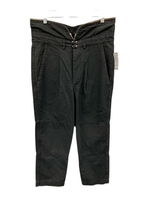 Isabel Marant Size 1 Dark Gray Cotton Blend High Rise Pleated Tapered Pants Dark Gray / 1