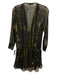 IRO Size 38 Black & Green Polyester Long Sleeve Abstract Print Surplice Dress Black & Green / 38