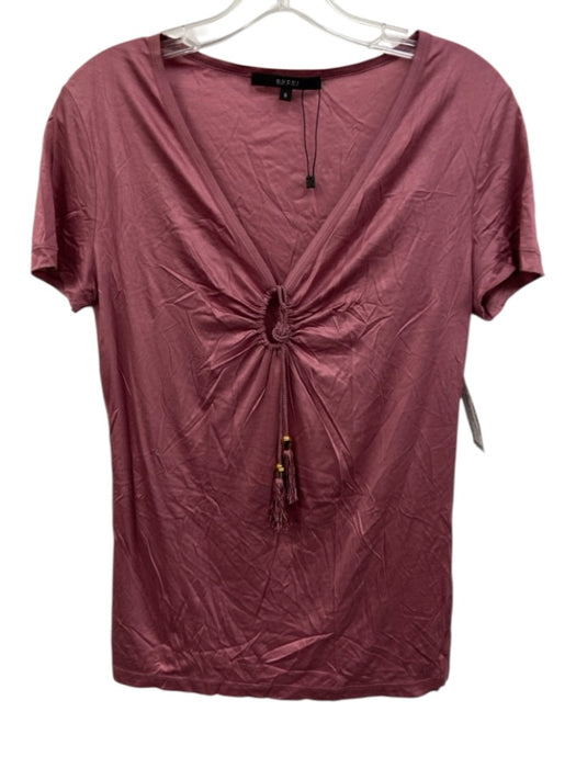 Gucci Size Small Mauve Pink Modal Short Sleeve Tassel Front keyhole Top Mauve Pink / Small