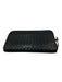 Bottega Veneta Black Leather Zip Close Woven Card holder Continental Wallets Black