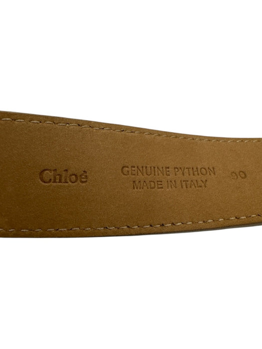 Chloe Gold & Green Python Leather Peg Buckle Dome Belts Gold & Green / 90