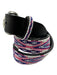 Isabel Marant Black, White, Pink Leather Silver Hardware Beaded Belts Black, White, Pink / 75 cm