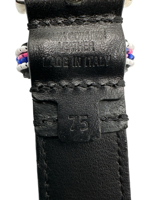 Isabel Marant Black, White, Pink Leather Silver Hardware Beaded Belts Black, White, Pink / 75 cm