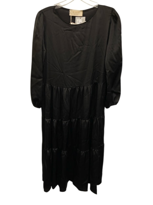 Kaos Jeans Size 42 Black No Fabric Tag Long Sleeve Tiered Round Neck Dress Black / 42