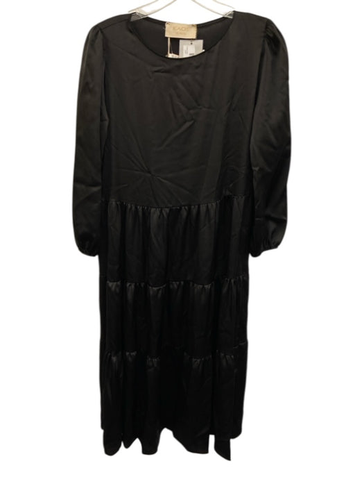 Kaos Jeans Size 42 Black No Fabric Tag Long Sleeve Tiered Round Neck Dress Black / 42