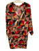 Marni Size 40 Red, Tan & Multi Viscose 3/4 Dolman Sleeve Abstract Print Dress Red, Tan & Multi / 40