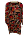 Marni Size 40 Red, Tan & Multi Viscose 3/4 Dolman Sleeve Abstract Print Dress Red, Tan & Multi / 40