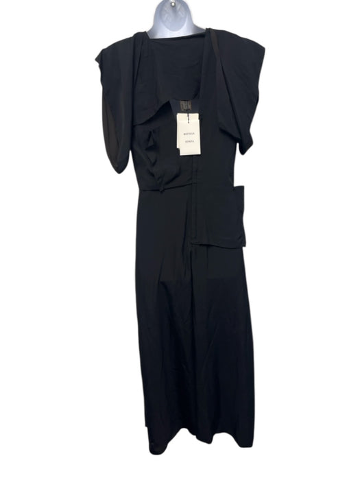 Bottega Veneta Size 40 Coffee Brown & Black Viscose Cap Sleeve Square Neck Dress Coffee Brown & Black / 40