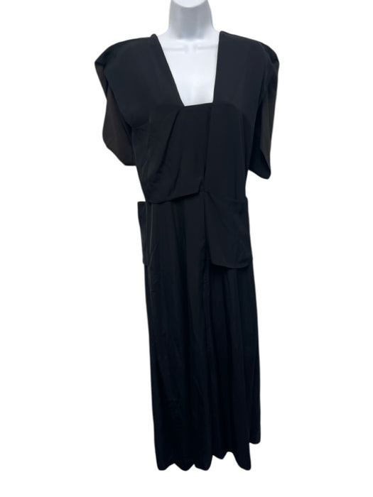 Bottega Veneta Size 40 Coffee Brown & Black Viscose Cap Sleeve Square Neck Dress Coffee Brown & Black / 40
