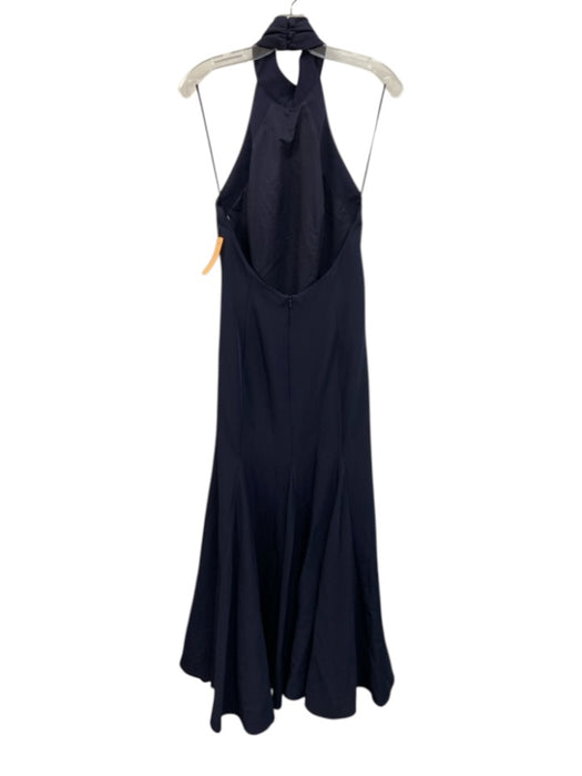 Milly Size 8 Navy Blue Polyester Sleeveless Paneled Flare Hem Halter Gown Navy Blue / 8