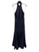 Milly Size 8 Navy Blue Polyester Sleeveless Paneled Flare Hem Halter Gown Navy Blue / 8