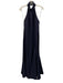 Milly Size 8 Navy Blue Polyester Sleeveless Paneled Flare Hem Halter Gown Navy Blue / 8