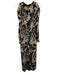 Diane Von Furstenberg Size 6 Black, White & Green Silk Long Sleeve Jumpsuit Black, White & Green / 6