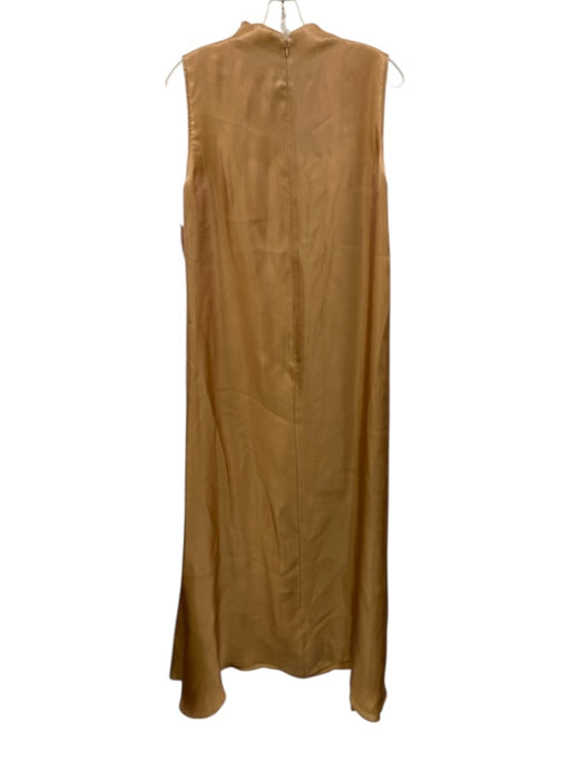 Staud Size 2 Tan Viscose Blend Sleeveless Iridescent Mock Neck Maxi Dress Tan / 2