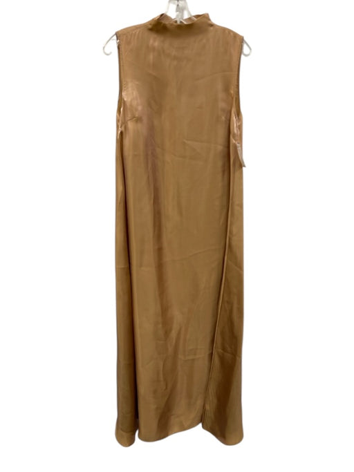 Staud Size 2 Tan Viscose Blend Sleeveless Iridescent Mock Neck Maxi Dress Tan / 2