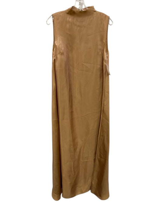 Staud Size 2 Tan Viscose Blend Sleeveless Iridescent Mock Neck Maxi Dress Tan / 2