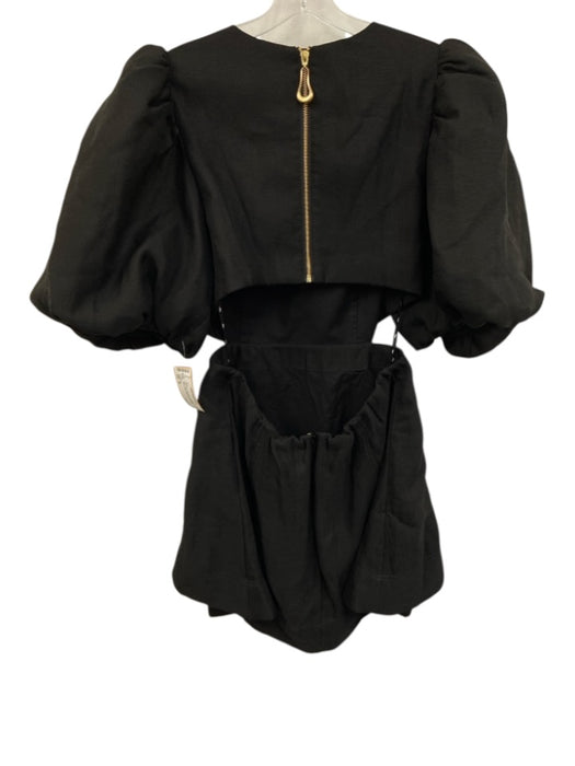 Aje. Size 16 Black Polyester 1/2 Balloon Sleeve Side & Back Cut Out Dress Black / 16