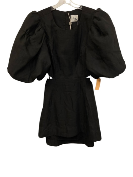 Aje. Size 16 Black Polyester 1/2 Balloon Sleeve Side & Back Cut Out Dress Black / 16