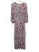 By TiMo Size XS Lavender, Red & Green Viscose Long Flare Sleeve Floral Dress Lavender, Red & Green / XS