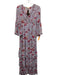 By TiMo Size XS Lavender, Red & Green Viscose Long Flare Sleeve Floral Dress Lavender, Red & Green / XS