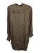 See By Chloe Size 2 Brown Silk jaquard 1/4 Button Long Sleeve Above Knee Dress Brown / 2