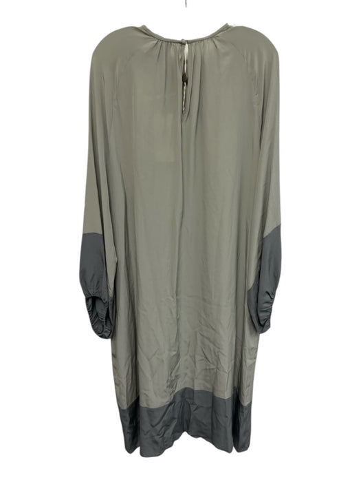 Erika Cavallini Size 42 Gray & Dark Gray Silk Long Sleeve Color Block Dress Gray & Dark Gray / 42