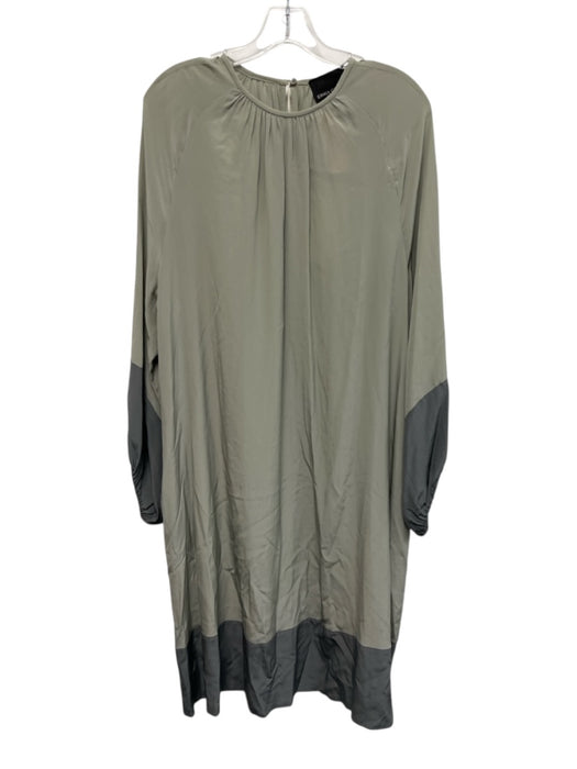 Erika Cavallini Size 42 Gray & Dark Gray Silk Long Sleeve Color Block Dress Gray & Dark Gray / 42
