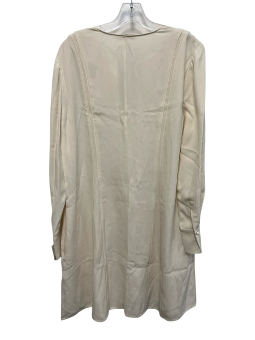 Ulla Johnson Size 8 Cream Viscose Long Sleeve Paneled V Neck Knee length Dress Cream / 8